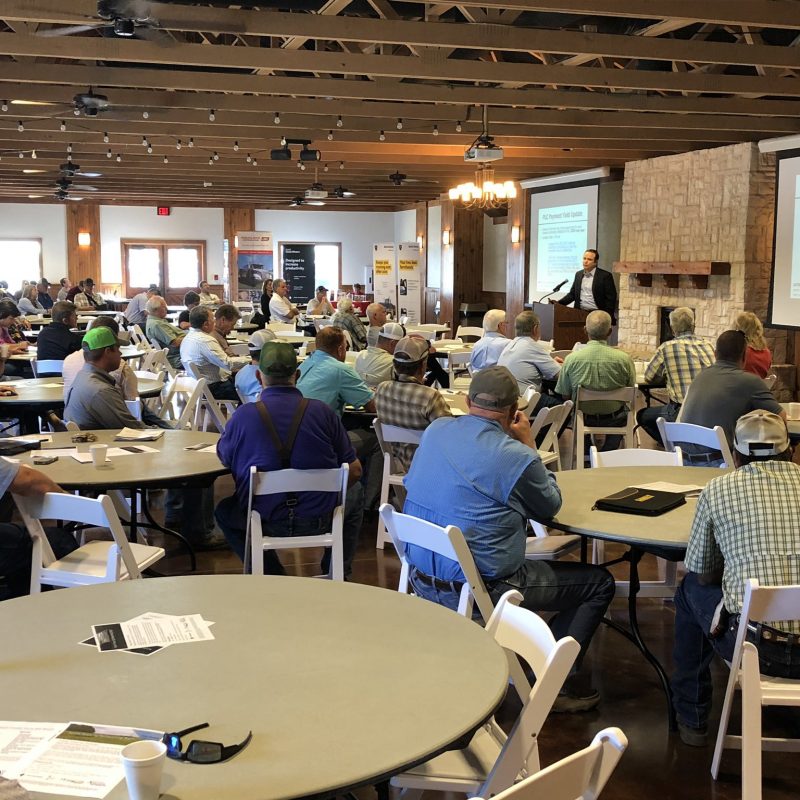 Farmers attending a Farm Bill Decisions meeting.